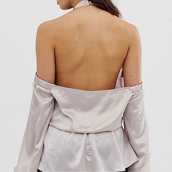 ASOS Silky off-shoulder top lilac [ XL ] long sleeve - Picture 10 of 11